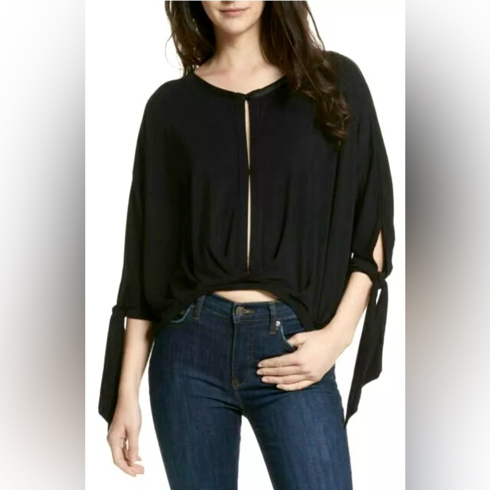 Free People Keepin On top S black tie sleeves button like new